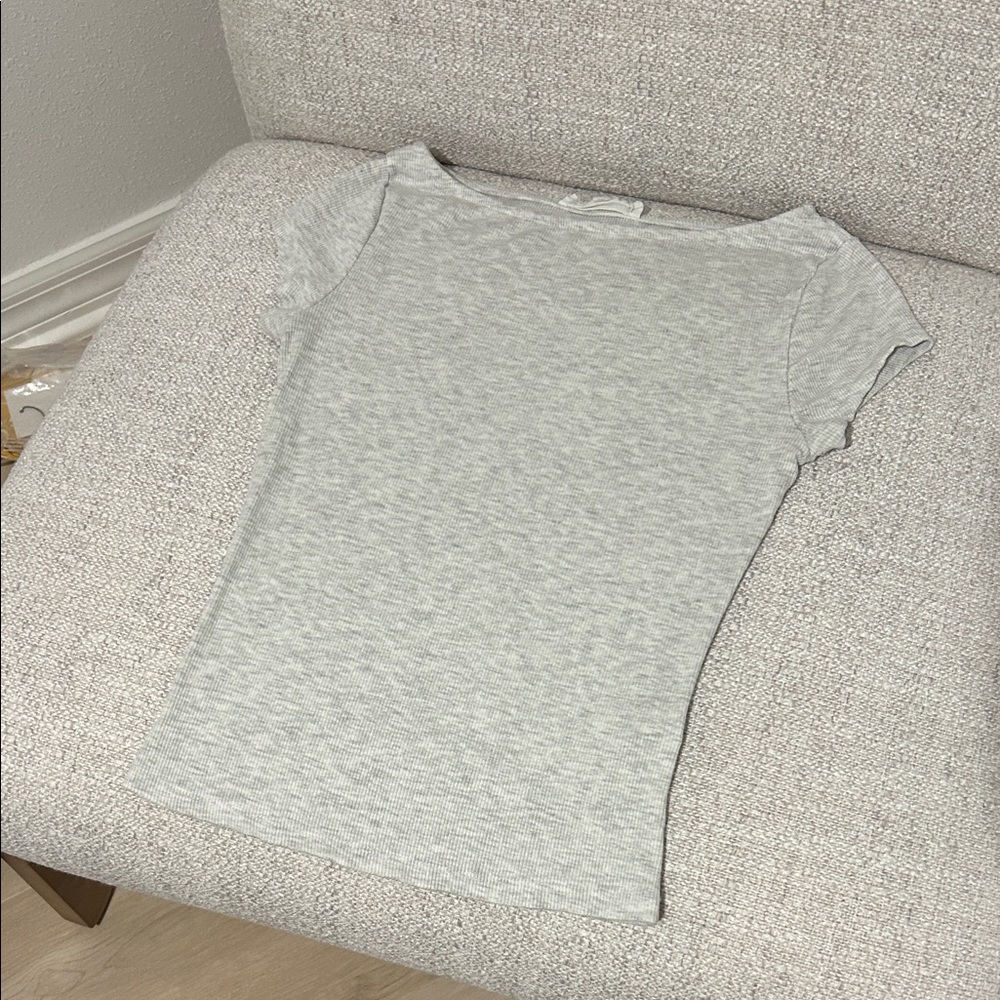 Gray Boat Neck Top